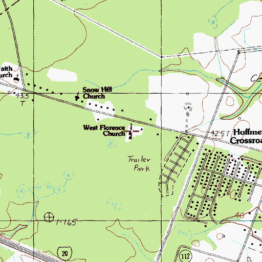 Topographic Map of West Florence Church, SC