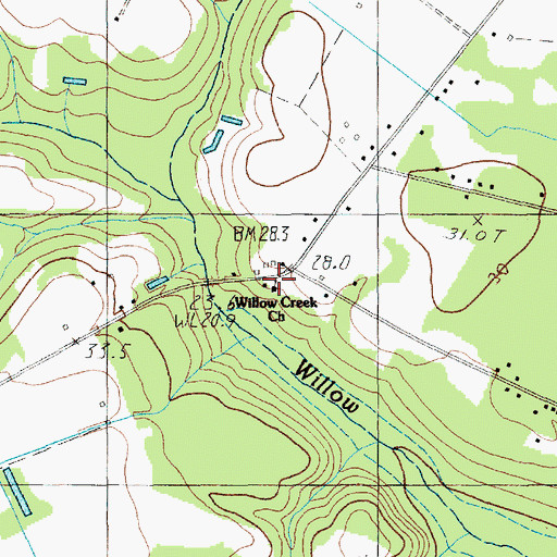 Topographic Map of Willow Creek Church, SC