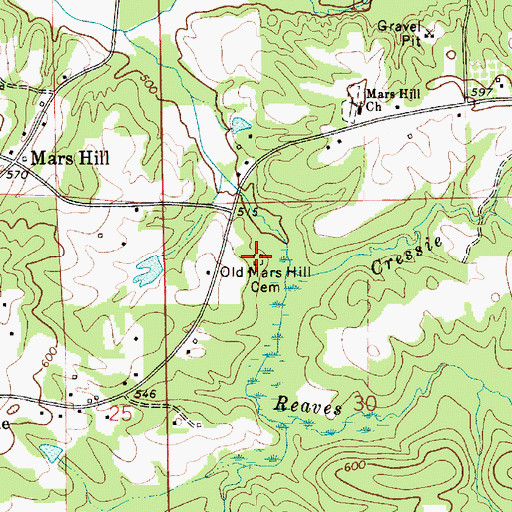 Topographic Map of Old Mars Cemetery, AL