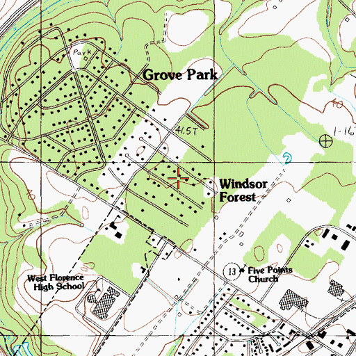 Topographic Map of Windsor Forest, SC