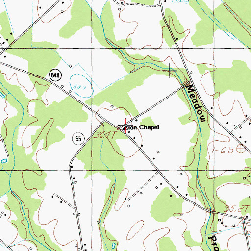 Topographic Map of Zion Chapel, SC