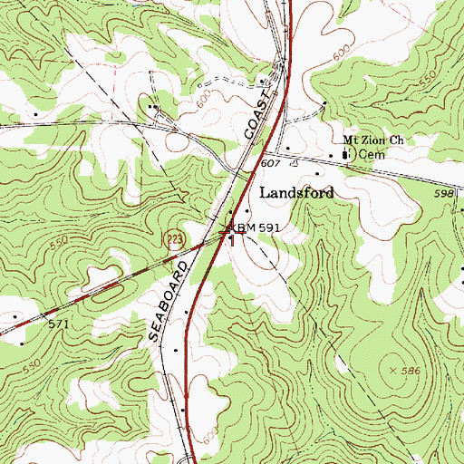 Topographic Map of Landsford Church, SC