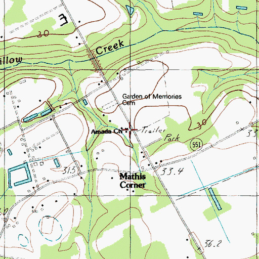 Topographic Map of Amada Church, SC