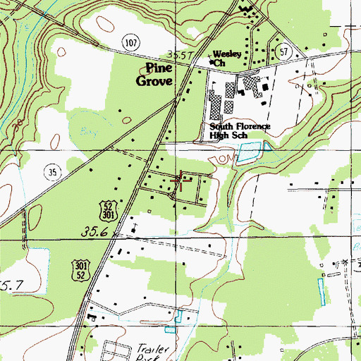Topographic Map of Ashwood Estates, SC