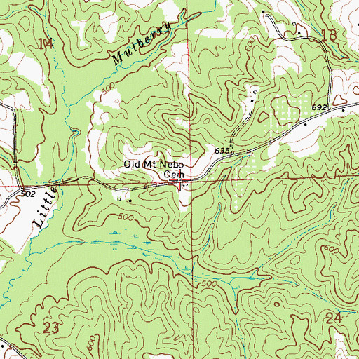 Topographic Map of Old Mount Nebo Cemetery, AL