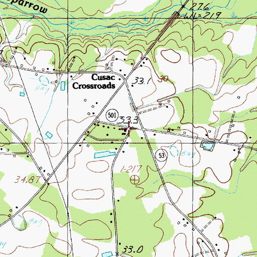 Topographic Map of Calvary Pentecostal Holiness Church, SC