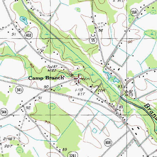 Topographic Map of Camp Branch Cemetery, SC