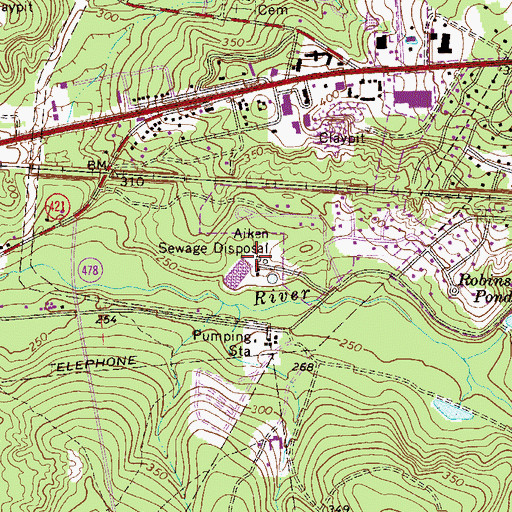Topographic Map of Aiken Sewage Disposal, SC