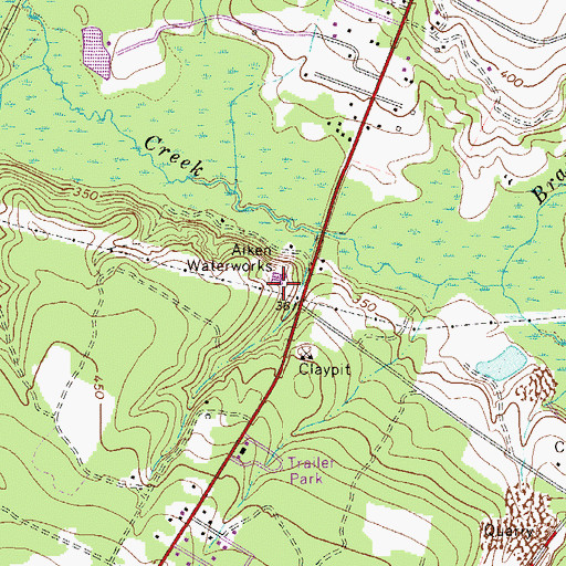Topographic Map of Aiken Waterworks, SC