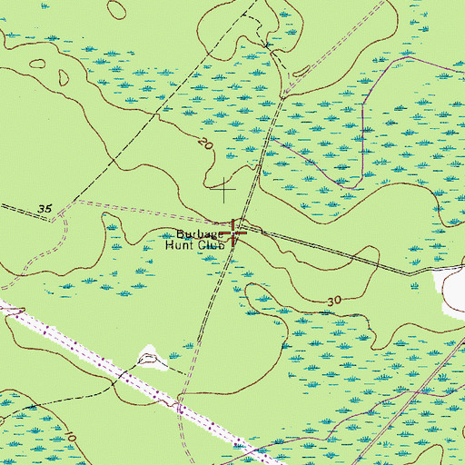 Topographic Map of Burbage Hunt Club, SC