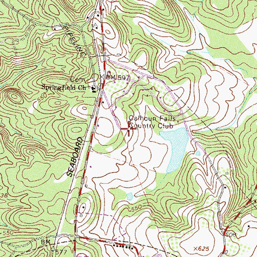 Topographic Map of Calhoun Falls Country Club, SC