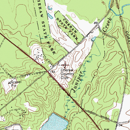 Topographic Map of Cheraw Country Club, SC