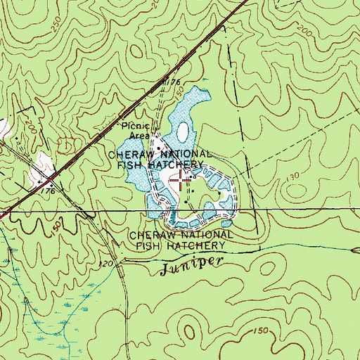 Topographic Map of Cheraw National Fish Hatchery, SC