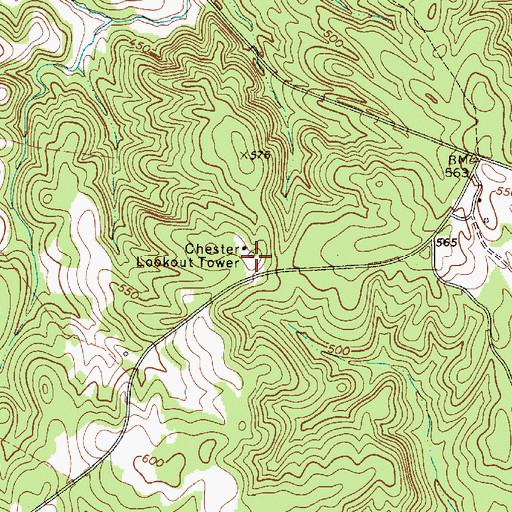 Topographic Map of Chester Lookout Tower, SC
