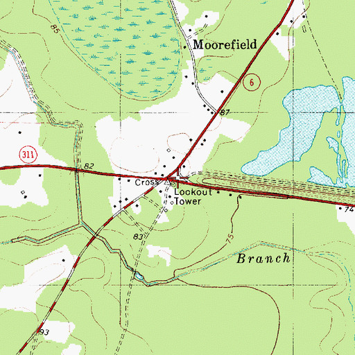 Topographic Map of Cross Lookout Tower, SC