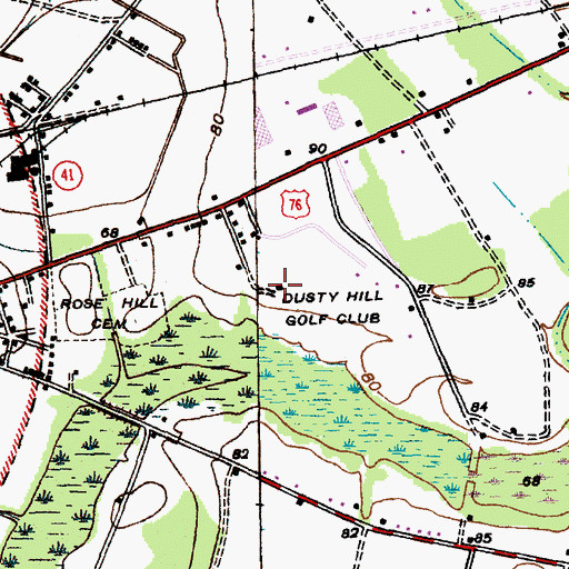 Topographic Map of Dusty Hill Golf Club, SC