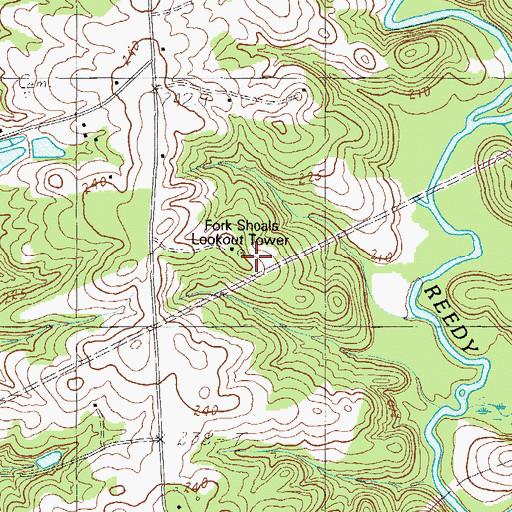 Topographic Map of Fork Shoals Lookout Tower, SC