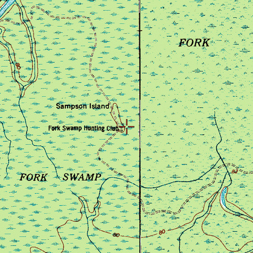 Topographic Map of Fork Swamp Hunting Club, SC