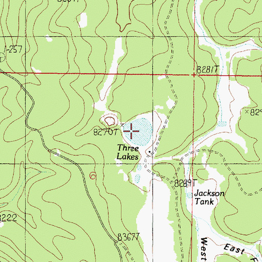 Topographic Map of Three Lakes, AZ