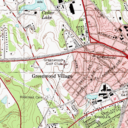 Topographic Map of Greenwood Golf Club, SC