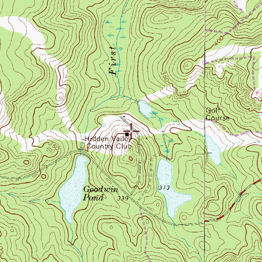 Topographic Map of Hidden Valley Country Club, SC