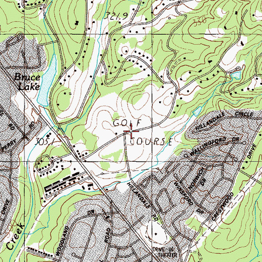 Topographic Map of Hillandale Golf Course, SC