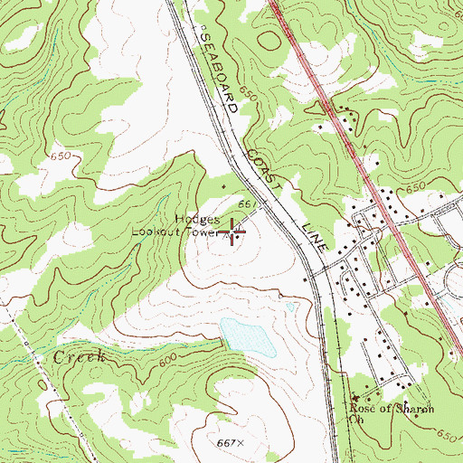 Topographic Map of Hodges Lookout Tower, SC