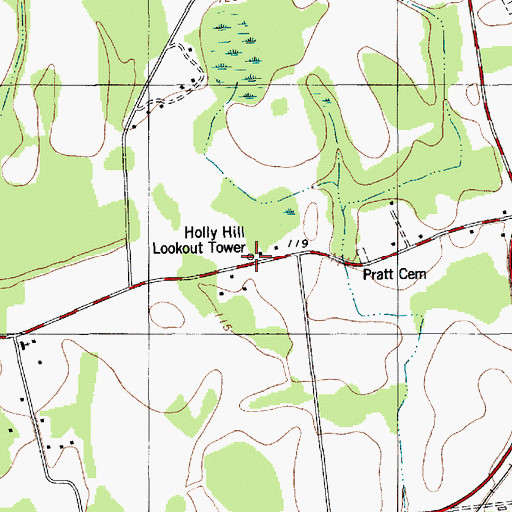 Topographic Map of Holly Hill Lookout Tower, SC
