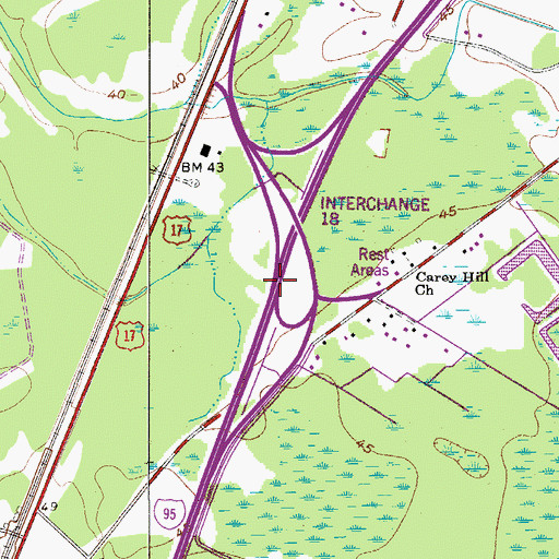 Topographic Map of Interchange 18, SC