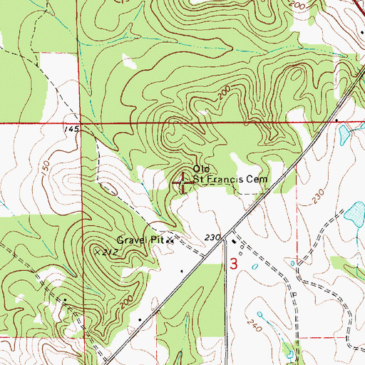 Topographic Map of Old Saint Francis Cemetery, AL