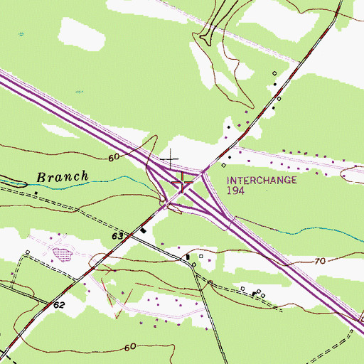 Topographic Map of Interchange 194, SC