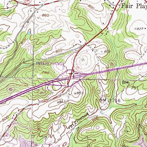 Topographic Map of Interchange 2, SC