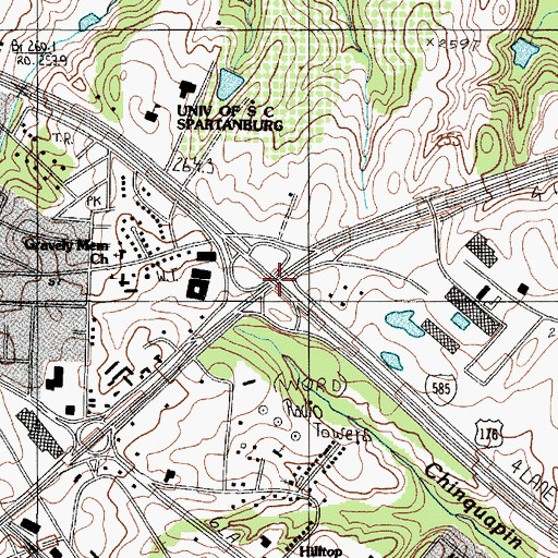Topographic Map of Interchange 23, SC