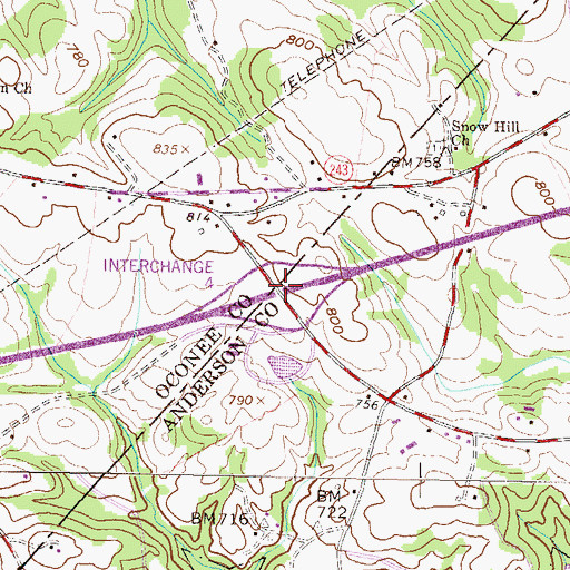 Topographic Map of Interchange 4, SC