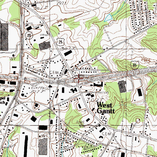 Topographic Map of Interchange 44, SC