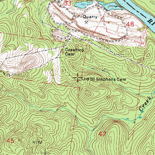 Topographic Map of Old Saint Stephens Cemetery, AL