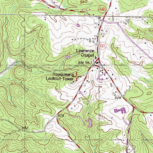 Topographic Map of Issaqueena Lookout Tower, SC