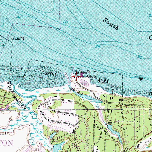 Topographic Map of James Island Yacht Club, SC