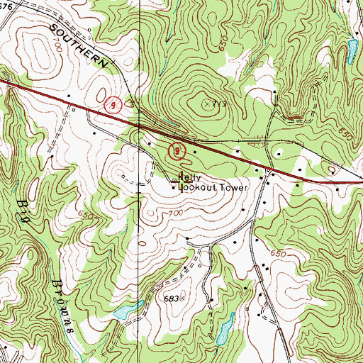 Topographic Map of Kelly Lookout Tower, SC