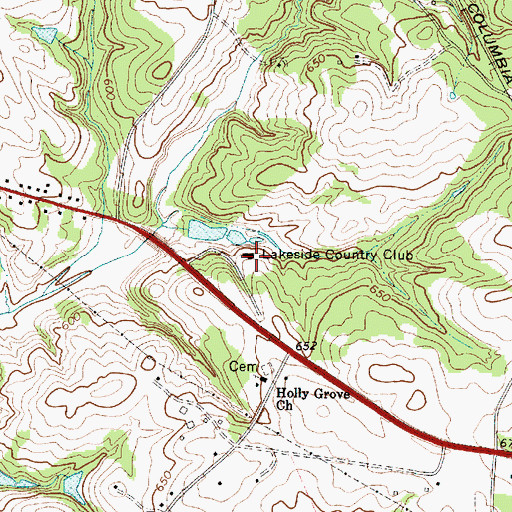 Topographic Map of Lakeside Country Club, SC