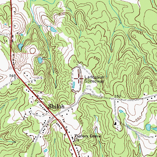 Topographic Map of Lancaster Speedway, SC