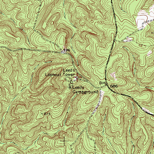 Topographic Map of Leeds Lookout Tower, SC