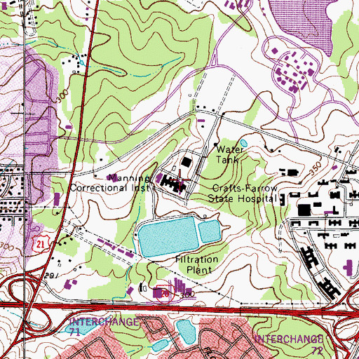 Topographic Map of Manning Correctional Institute, SC