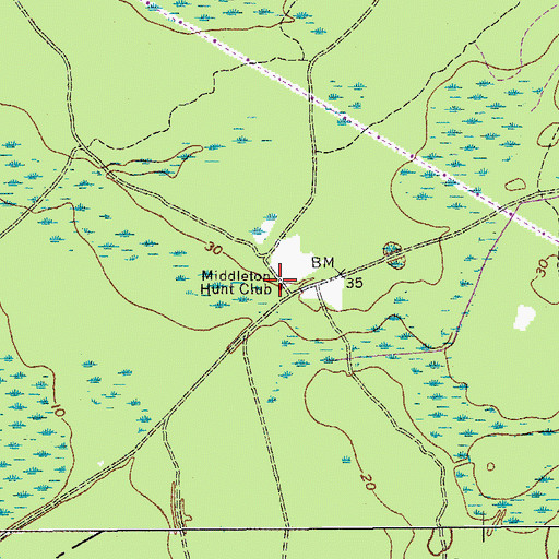 Topographic Map of Middleton Hunt Club, SC