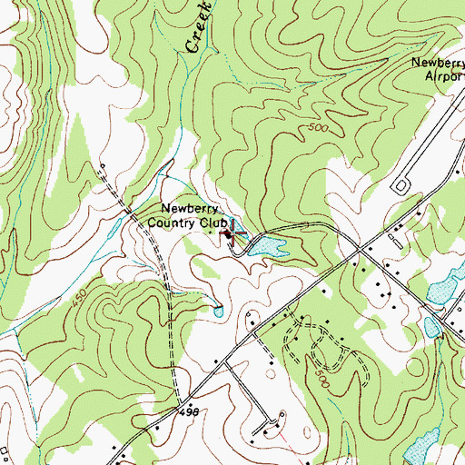 Topographic Map of Newberry Country Club, SC