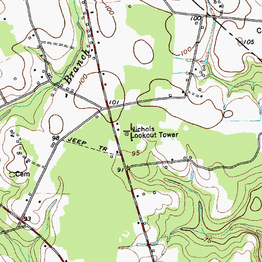 Topographic Map of Nichols Lookout Tower, SC