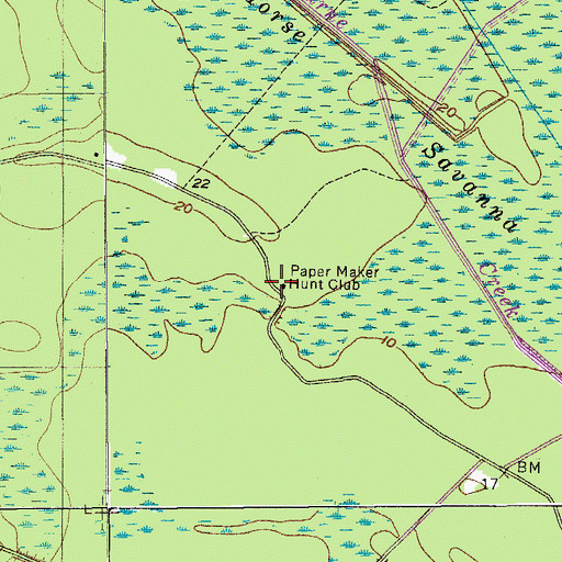 Topographic Map of Paper Maker Hunt Club, SC