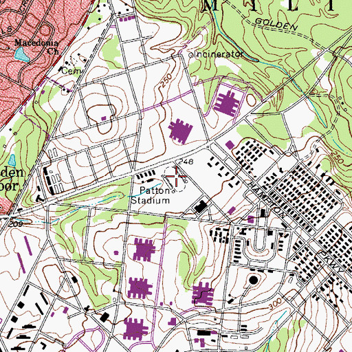 Topographic Map of Patton Stadium, SC