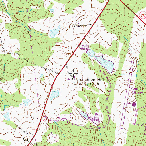 Topographic Map of Persimmon Hill Country Club, SC