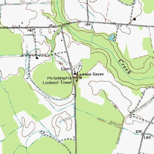 Topographic Map of Philadelphia Lookout Tower, SC
